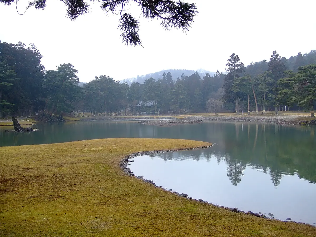 Oizumi Pond and garden landscape at Motsuji Temple in Hiraizumi