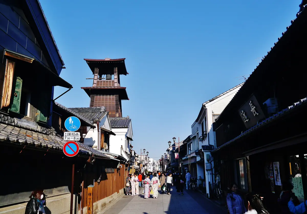 Toki no Kane bell tower rising above the historic streets of Kawagoe