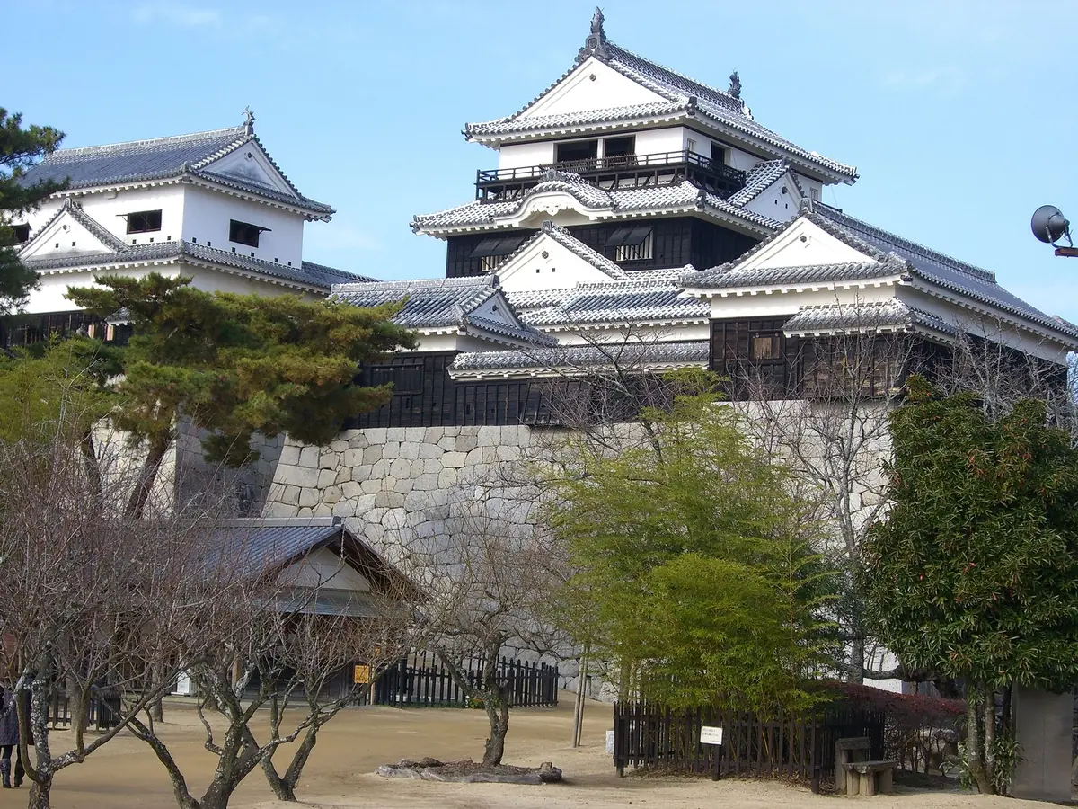Main and secondary castle towers at Matsuyama Castle in Ehime