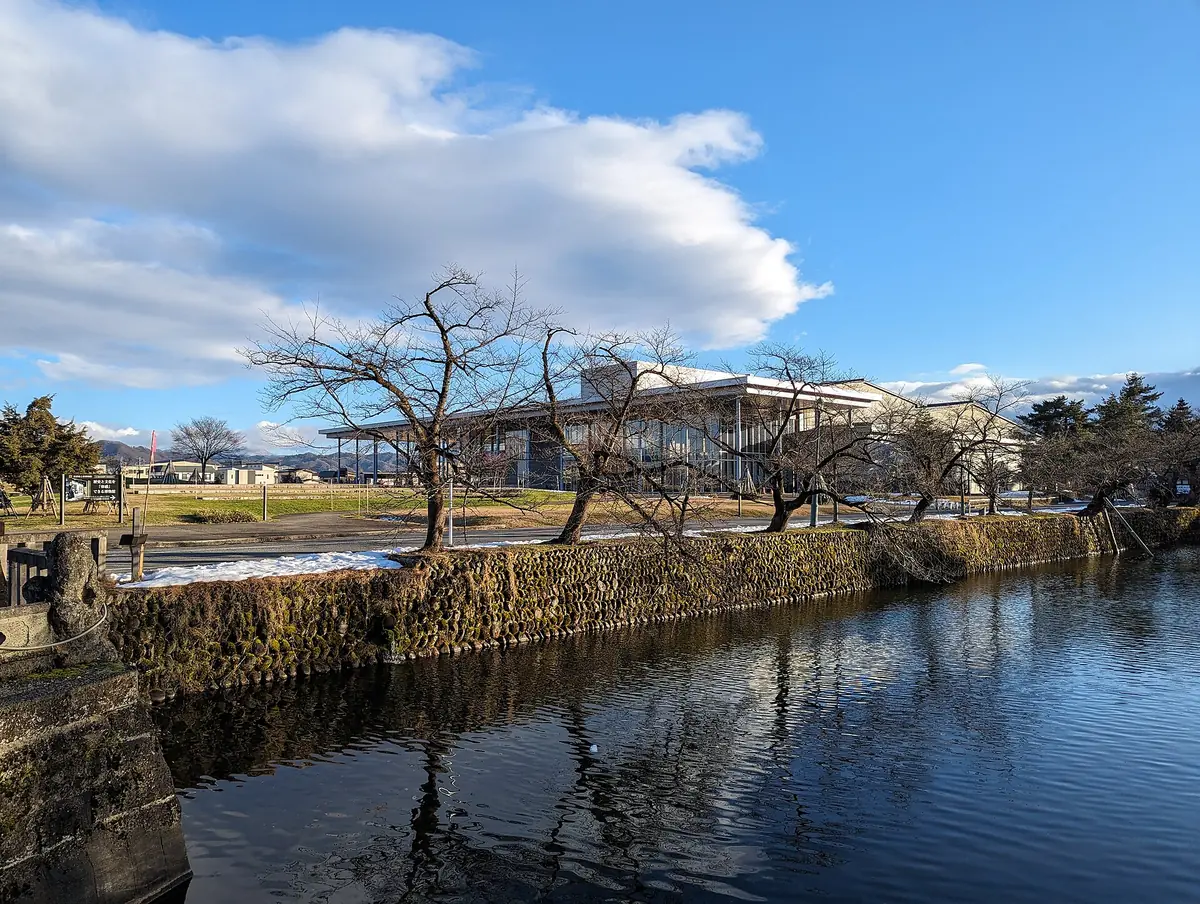 Moat and castle grounds around Uesugi Shrine in Yonezawa
